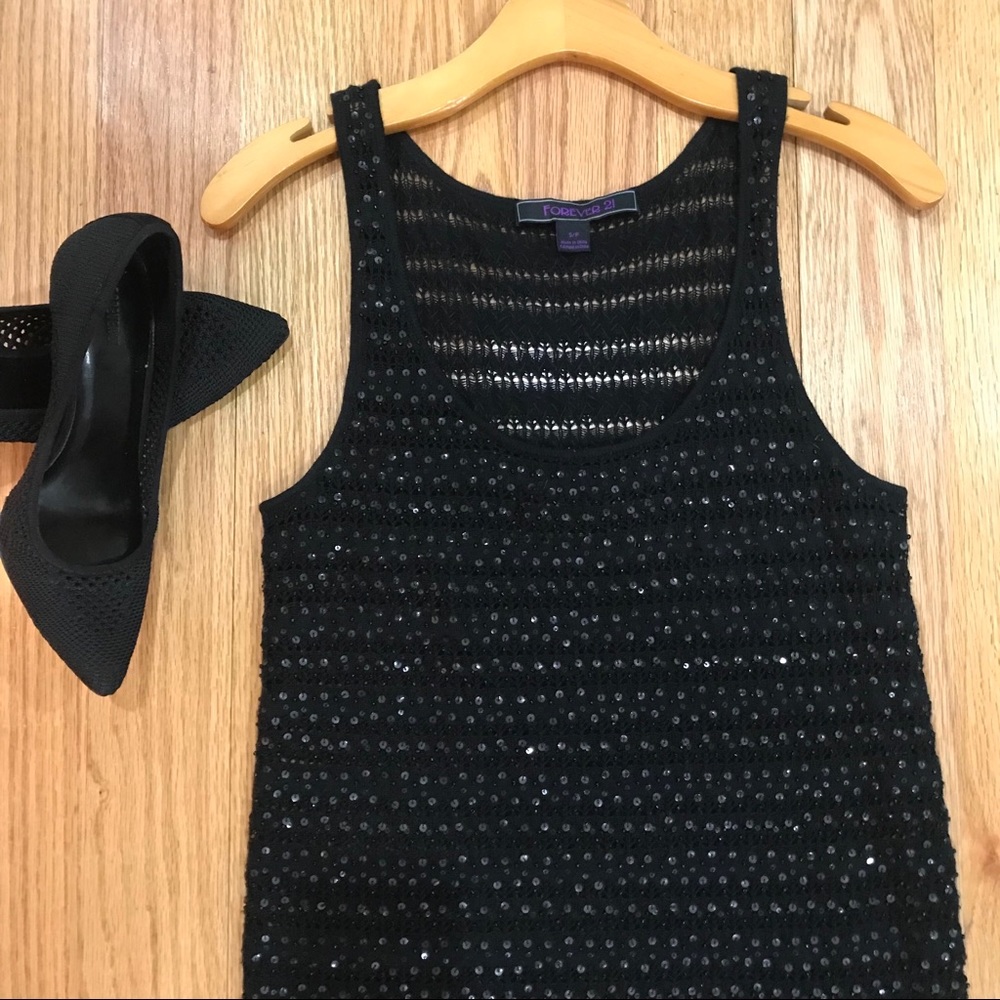 Black Beaded Tank Top